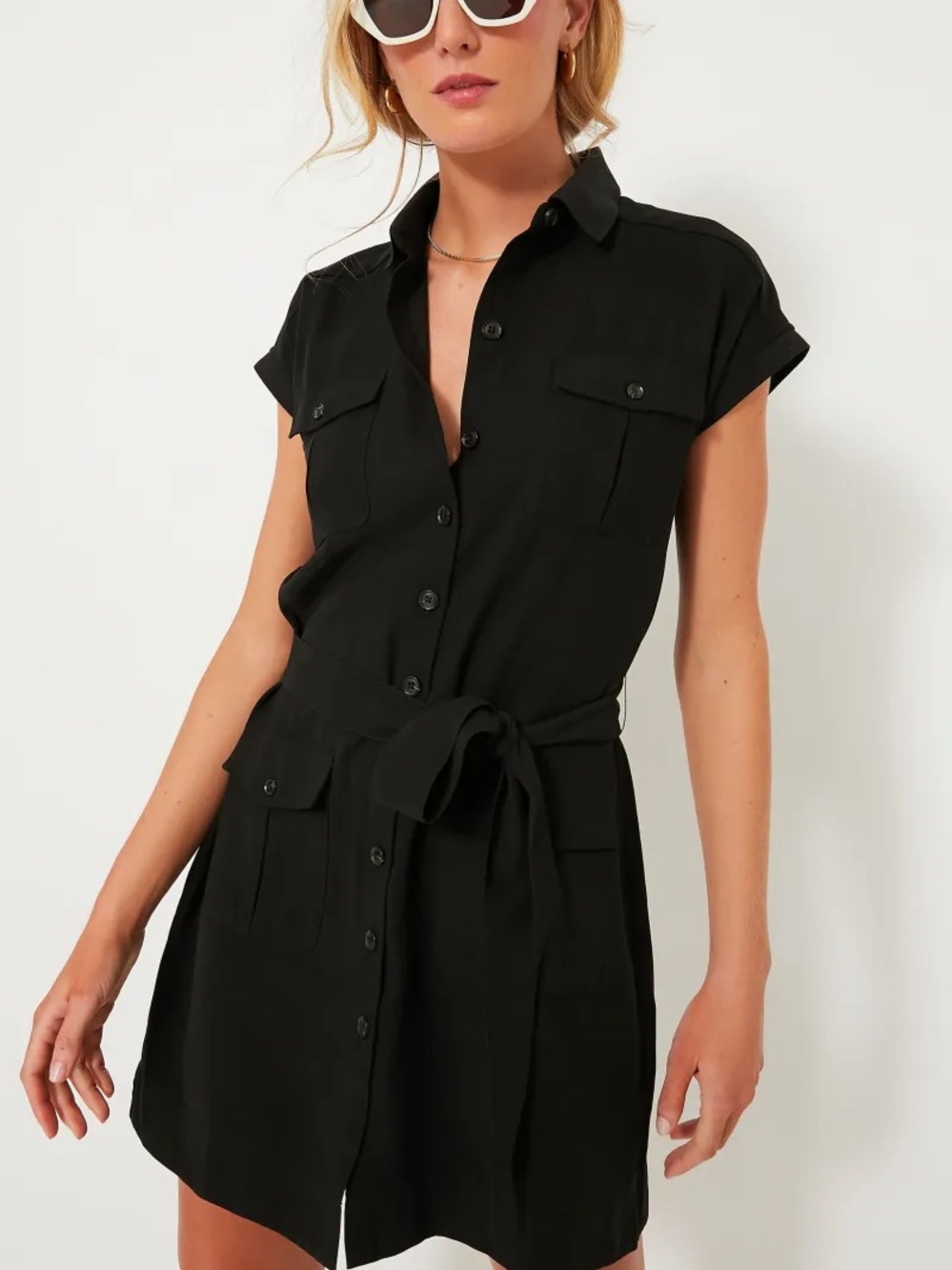 Tuckernuck Black Hugo Belted Cargo Shirt Mini Dress NWT Small